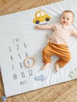 Babytapijt met foto in katoengaas IN DE AUTO SIMON! blauw