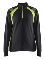 Blåkläder Dames Sweatshirt halve rits Visible 34031158 | Zwart/High-Vis Geel | Maat S - 7330509815571