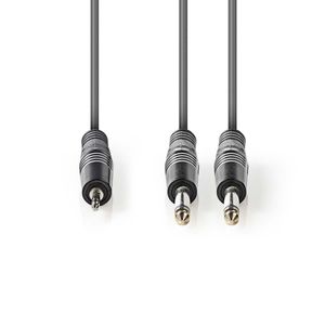 Stereo audiokabel | 2x 6,35 mm male - 3,5 mm male | 3,0 m | Grijs