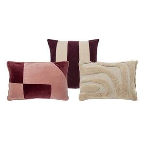 "by fonQ Sierkussen Set van 3 - Velvet - Stripe - Wave "