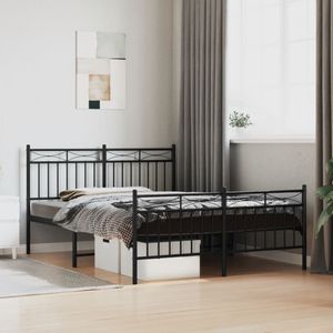 Bedframe met hoofd- en voeteneinde metaal zwart 140x200 cm