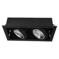 Zwart armatuur inbouw 2-voudig voor LED spot 2xAR111 draaibaar en kantelbaar, wordt met zichtbare rand in het stucwerk gemonteerd