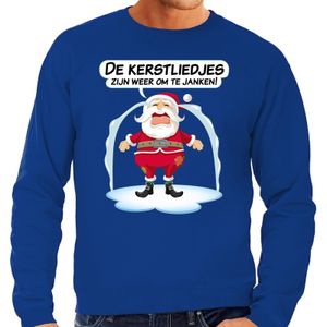 Foute Kersttrui de kerstliedjes zijn om te janken blauw heren