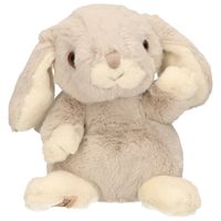 Bukowski pluche konijn knuffeldier - lichtgrijs - zittend - 15 cm