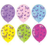 Vlinders Latex Ballonnen Gekleurd (6st)