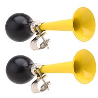 Fiets toeter - 2x - metaal - geel - Kinderen - Kinderfiets - luchthoorn - retro knijptoeter