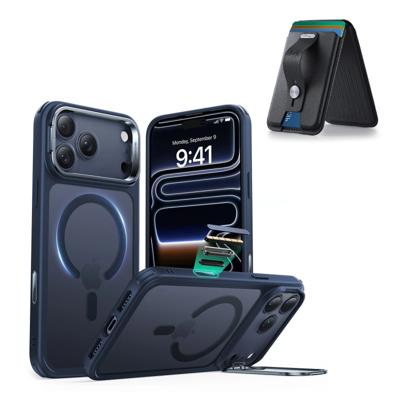 iPhone 17 Pro Classic Hybrid Magnetic Case (Camera Control, Stash Stand) with Wallet Stand Bundle - Frosted Blue iPhone 17 Pro Classic Hybrid Magnetic Case (Camera Control, Stash Stand) with Wallet Stand Bundle - Frosted Blue