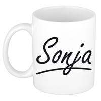 Sonja Naam koffiemok - beker - met sierlijke letters - wit - 300 ml - Cadeau - Dames