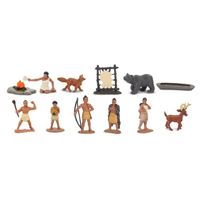 Plastic speelgoed figuren indianen en dieren   - - thumbnail