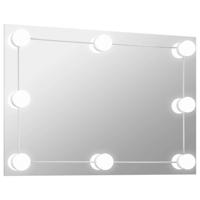vidaXL Wandspiegel met LED-lampen rechthoekig glas - thumbnail