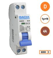 GACIA M80N-D04 installatieautomaat 1p+n D4 6kA (18mm)