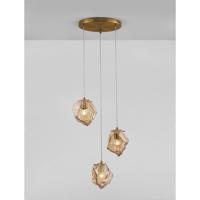 Lyora HanglampOdelle 3-lichts goud met amber glas - 9009254