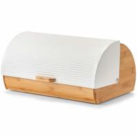 Zeller Luxe Broodtrommel - hout/wit - met klep/deksel - 39 x 27 x 19 cm - brooddoos Zeller Luxe Broodtrommel - hout/wit - met klep/deksel - 39 x 27 x 19 cm - brooddoos