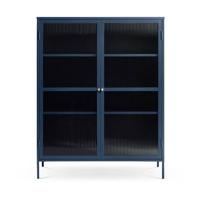 Olivine Katja Metalen Vitrinekast met Ribglas - B 111 cm - Blauw