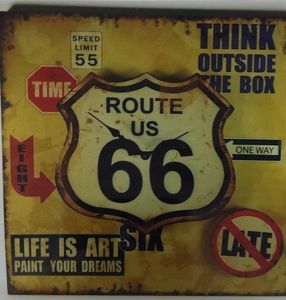 Wandklok metaal Route 66