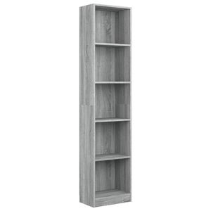 The Living Store Boekenkast - Grijs Sonoma Eiken - 40x24x175cm - 5-laags