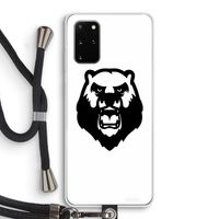 Angry Bear (white): Samsung Galaxy S20 Plus Transparant Hoesje met koord