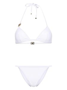 Dolce & Gabbana bikini triangle à plaque logo - Blanc