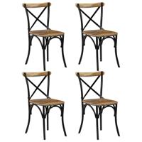 Kruisstoelen 4 st massief mangohout zwart