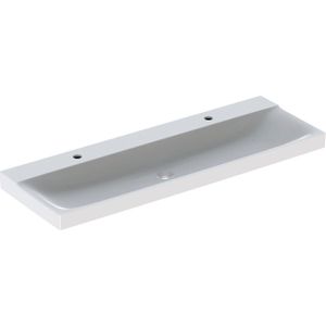 Geberit Xeno2 wastafel 140x48x14cm 2 kraangaten zonder overloop keramiek KeraTect wit 500926001