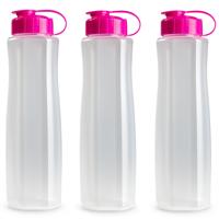 Waterfles/bidon - 6x stuks - kunststof - roze - 1500 ml - sport/fitness drinkfles