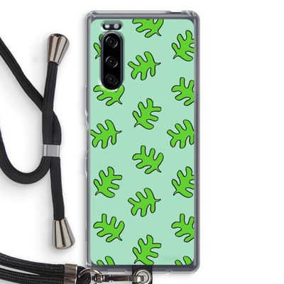 Groene blaadjes: Sony Xperia 5 Transparant Hoesje met koord