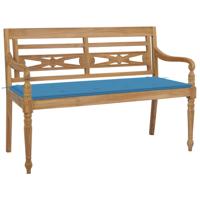 Bank Batavia met blauw kussen 120 cm massief teakhout