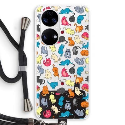 Kleurrijke katten: Huawei P50 Transparant Hoesje met koord