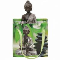 Klein cadeau Boeddha beeld - zilver - in cadeautasje - H5,5 cm
