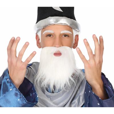 Atosa baard met snor - wit - kabouter/tovenaar/gnome - carnaval - verkleden
