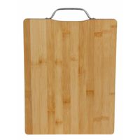 Bamboe houten snijplank/serveerplank met metalen handvat L33 x B25 cm - Snijplanken