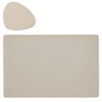 Placemats en onderzetters - set 6x - lederlook - creme - Placemats