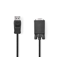 Nedis VGA-Kabel | DisplayPort Male | VGA Male | Vernikkeld | Maximale resolutie: 1080p | 2.00 m | Rond | PVC | Zwart | Label - CCGL37301BK20 - thumbnail