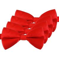 Carnaval verkleed vlinderstrikje - 4x - rood - 12 cm - voor dames/heren - strikken - kleding