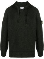 Stone Island Compass-patch ribbed-knit mélange hoodie - Noir - thumbnail