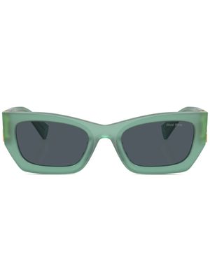 Miu Miu Eyewear lunettes de soleil rectangulaires à plaque logo - Vert