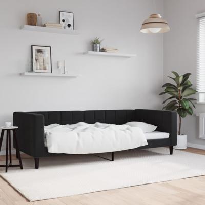 Slaapbank 90x190 cm fluweel zwart
