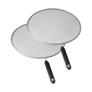 Spatdeksel/afgietdeksel - 2x - kunststof - RVS - Diameter 29 cm - universele pannendeksel