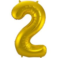 Folie ballon van cijfer 2 in het goud 86 cm - thumbnail