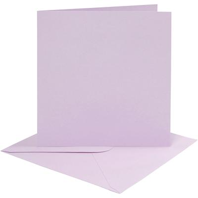 Creativ Company Kaarten en enveloppen, afmeting kaart 15,2x15,2 cm, afmeting envelop 16x16 cm, 210 gr, lichtpaars, 4 set/ 1 doos