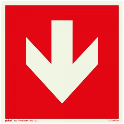 Bord Rood met pijl FTLM - 150x150 mm zelfklevend.