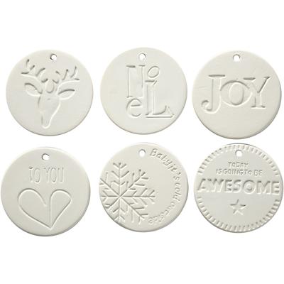 Creativ Company Ornamenten om te hangen, afm 7x7 cm, dikte 0,6 cm, wit, 6 stuk/ 1 doos