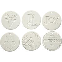 Creativ Company Ornamenten om te hangen, afm 7x7 cm, dikte 0,6 cm, wit, 6 stuk/ 1 doos