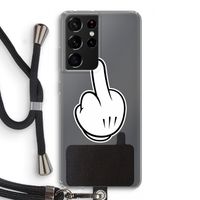 Middle finger black: Samsung Galaxy S21 Ultra Transparant Hoesje met koord