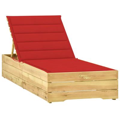 Ligbed met rood kussen geïmpregneerd grenenhout