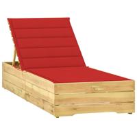 Ligbed met rood kussen geïmpregneerd grenenhout