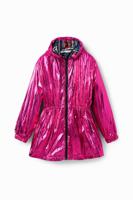 Metallic parka met capuchon - RED - S - thumbnail