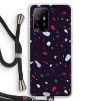 Dark Rounded Terrazzo: Oppo A95 5G Transparant Hoesje met koord