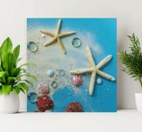3D canvas schilderij Zeester op kleurrijk zand
