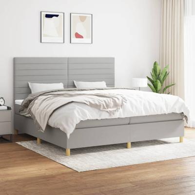 Boxspring met matras stof lichtgrijs 200x200 cm